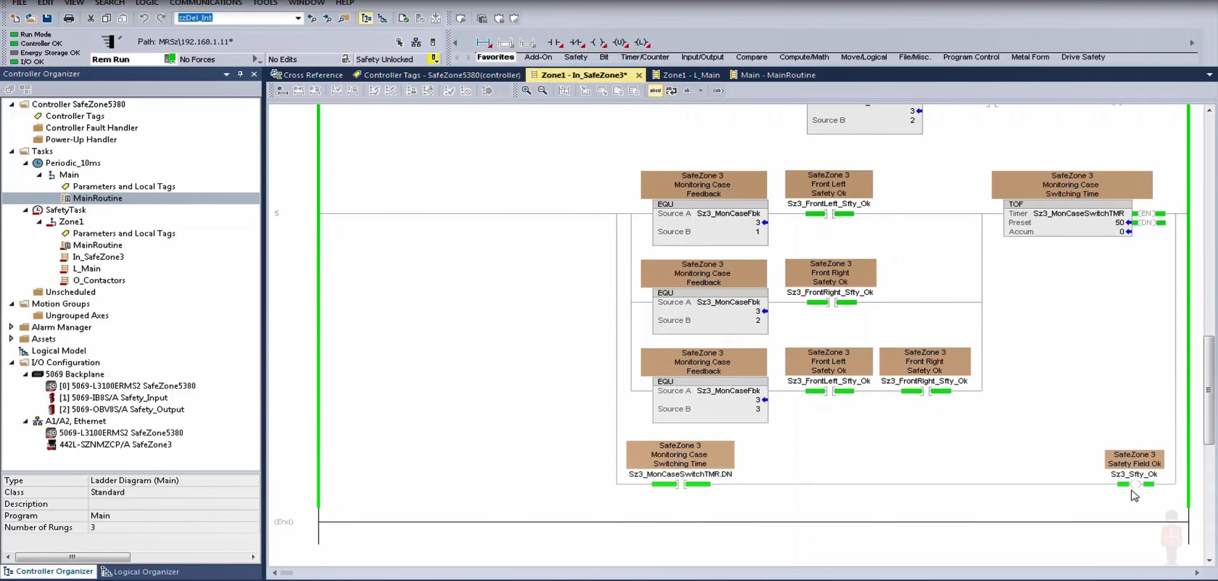Programming GuardLogix Application Example - SafeZone 3 Safety Laser Scanner