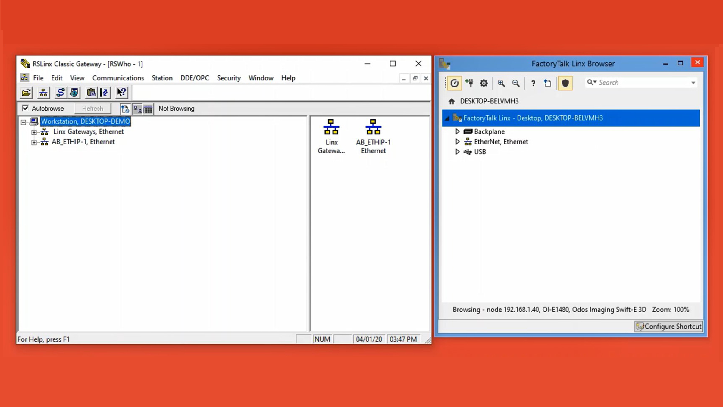 Connect Swift-E with RSLinx and FactoryTalk Linx